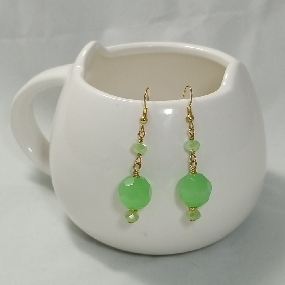 Minty Green and Gold Earrings